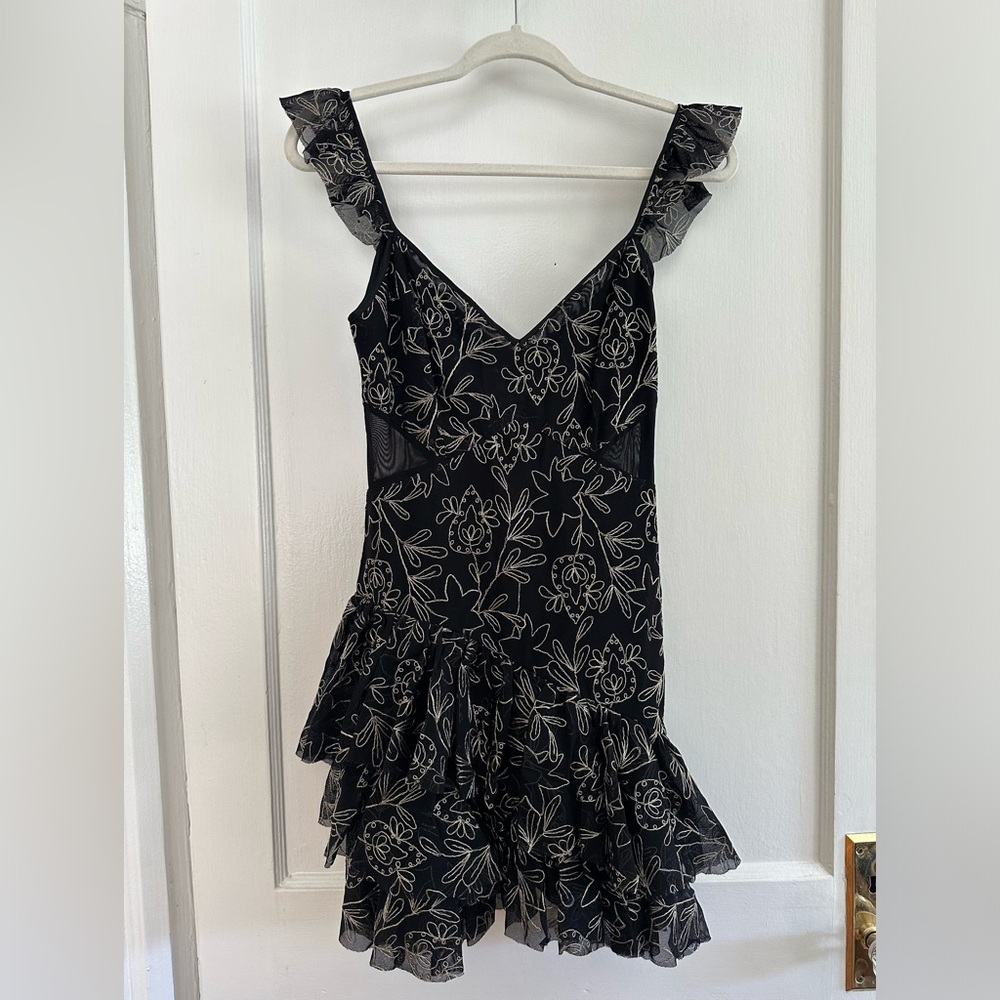 NEVER WORN CINQ A SEPT Black Embroidered Cocktail Dress